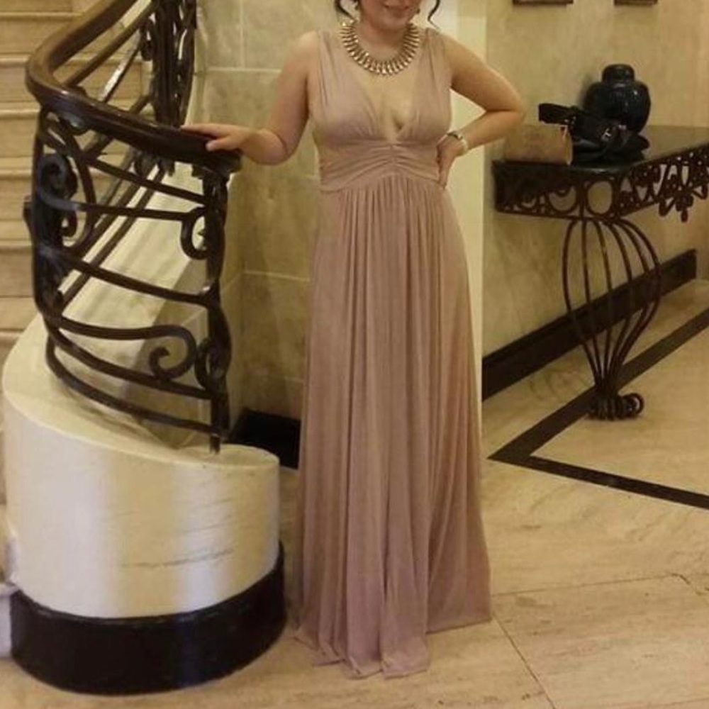 CQ by CQ blush pink deep V cutout full length dres